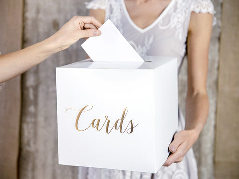 White And Rose Gold Card Posting Box