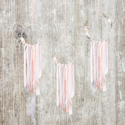 White And Pink Dream Catcher Hanging Decoration Pack