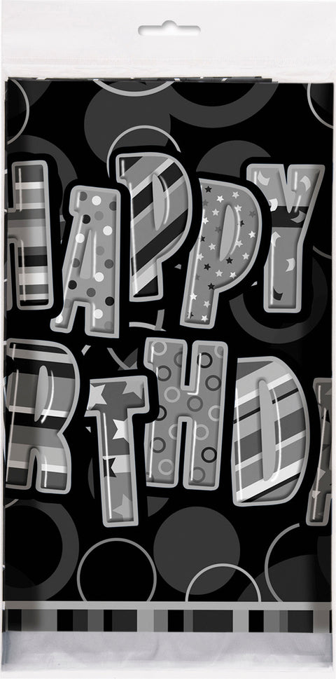 Black Happy Birthday Table Cover