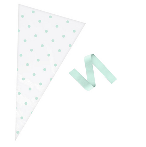 Wholesale 'Oh Baby' Polka Dot Cone Bags (Mint / Clear) - Unisex