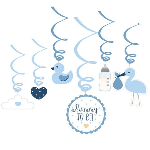 Wholesale 'Oh Baby' Swirl Decorations (Blue)