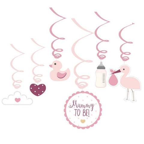 Wholesale 'Oh Baby' Swirl Decorations (Pink)