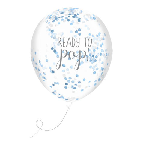 Wholesale 'Oh Baby' Confetti Balloons (Blue)