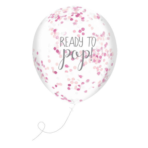 Wholesale 'Oh Baby' Confetti Balloons (Pink)