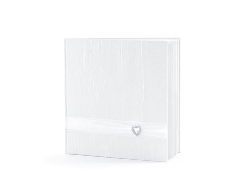 Wholesale White Guest Book - Ribbon / Heart Buckle Design