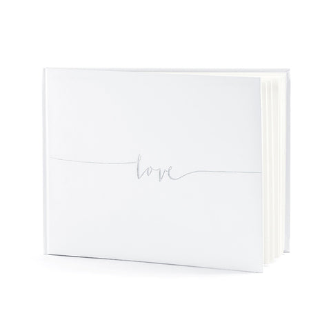 White Guest Book - Silver Love
