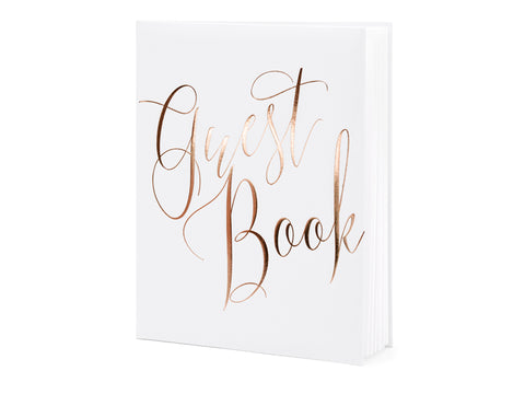 WHOLESALE White Guest Book - Rose Gold