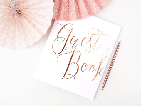 White Guest Book - Rose Gold