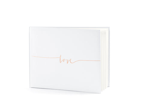 WHOLESALE WHITE GUEST BOOK - ROSE GOLD LOVE