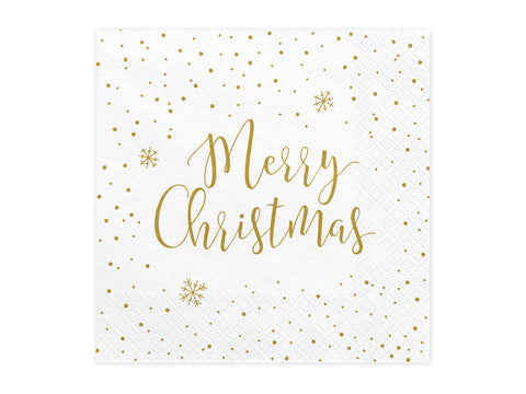 White 'Merry Christmas' Napkins - 20 Pack