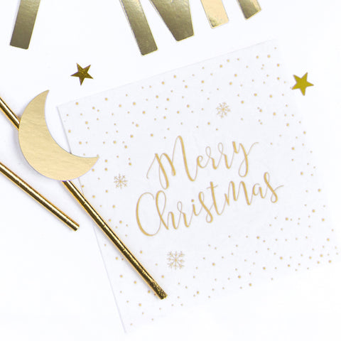 White 'Merry Christmas' Napkins - 20 Pack