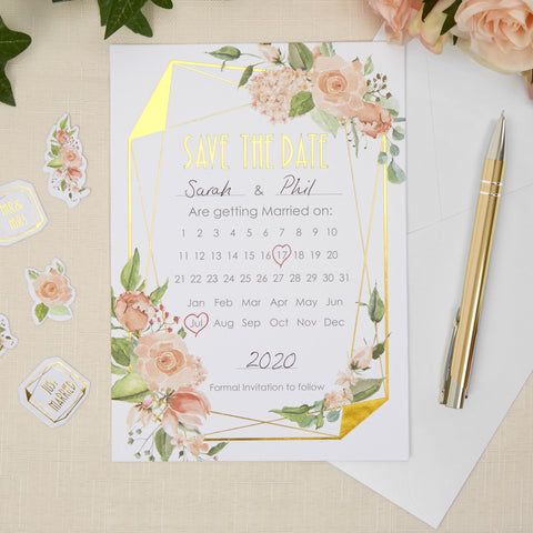 WHOLESALE Geo Floral Save The Date Cards - 10 Pack