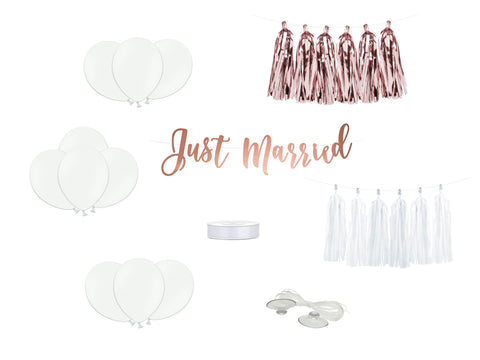 Just Married Car Decorating Kit - Rose Gold