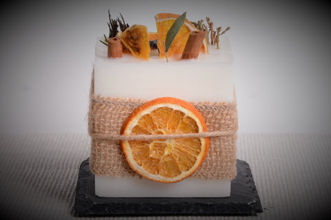 Square Scented Candle Fruit Decoration