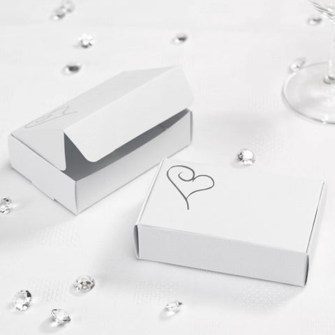 White and Silver Heart Cake Boxes (10 Per Pack)