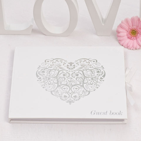 Silver / White 'Vintage' Guest Book