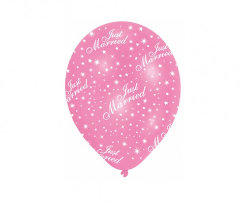'Just Married' Pink / White Balloons