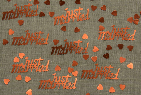 Just Married Ruby Red Table Confetti